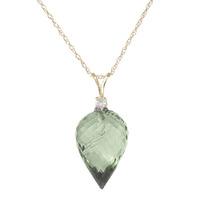 Green Amethyst and Diamond Pendant Necklace 9.5ct in 9ct Gold