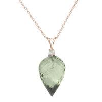 green amethyst and diamond pendant necklace 95ct in 9ct rose gold