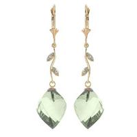 Green Amethyst and Diamond Drop Earrings 26.0ctw in 9ct Gold