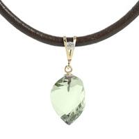 Green Amethyst and Diamond Pendant Necklace 13.0ct in 9ct Gold