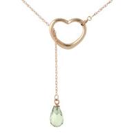 Green Amethyst Briolette Pendant Necklace 2.25ct in 9ct Rose Gold