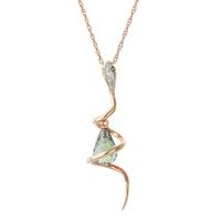 Green Amethyst and Diamond Serpent Pendant Necklace 2.25ct in 9ct Rose Gold