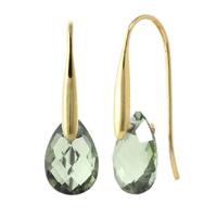 Green Amethyst Briolette Drop Earrings 6.0ctw in 9ct Gold