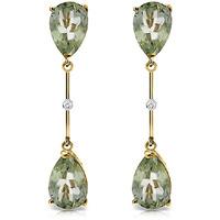 Green Amethyst and Diamond Drop Earrings 6.0ctw in 9ct Gold