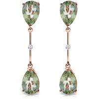 Green Amethyst and Diamond Drop Earrings 6.0ctw in 9ct Rose Gold