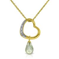 Green Amethyst and Diamond Pendant Necklace 2.25ct in 9ct Gold