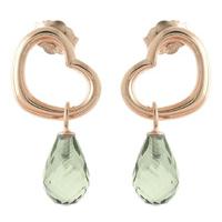 Green Amethyst Stud Earrings 4.5ctw in 9ct Rose Gold