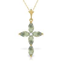 Green Amethyst and Diamond Pendant Necklace 1.08ctw in 9ct Gold