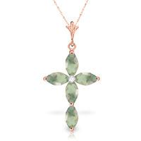 Green Amethyst and Diamond Pendant Necklace 1.08ctw in 9ct Rose Gold