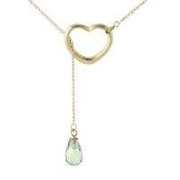 Green Amethyst Briolette Pendant Necklace 2.25ct in 9ct Gold