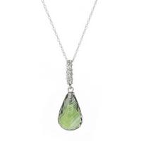 green amethyst and diamond pendant necklace 53ct in 9ct white gold