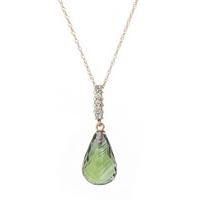 Green Amethyst and Diamond Pendant Necklace 5.3ct in 9ct Rose Gold