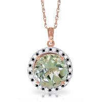 Green Amethyst and Diamond Halo Pendant Necklace 5.0ct in 9ct Rose Gold