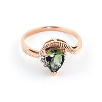 Green Amethyst and Diamond Belle Ring 1.5ct in 9ct Rose Gold