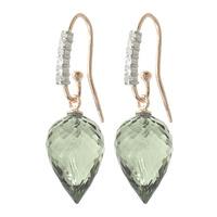 green amethyst and diamond drop earrings 1901ctw in 9ct rose gold