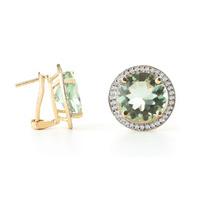 Green Amethyst and Diamond French Clip Halo Earrings 10.0ct in 9ct Gold