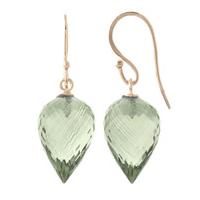 Green Amethyst Briolette Drop Earrings 19.0ctw in 9ct Rose Gold