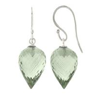 Green Amethyst Briolette Drop Earrings 19.0ctw in 9ct White Gold