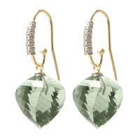 Green Amethyst and Diamond Drop Earrings 26.0ctw in 9ct Gold