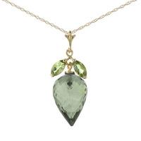 green amethyst and peridot pendant necklace 100ctw in 9ct gold