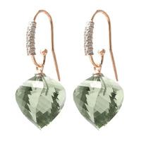 Green Amethyst and Diamond Drop Earrings 26.0ctw in 9ct Rose Gold