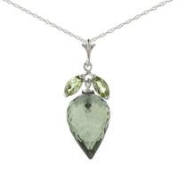 Green Amethyst and Peridot Pendant Necklace 10.0ctw in 9ct White Gold