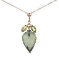 Green Amethyst and Peridot Pendant Necklace 10.0ctw in 9ct Rose Gold