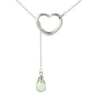 green amethyst briolette pendant necklace 225ct in 9ct white gold