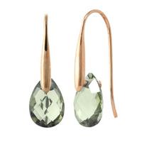 Green Amethyst Briolette Drop Earrings 6.0ctw in 9ct Rose Gold