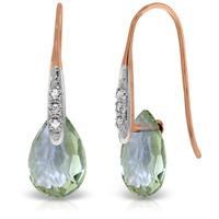 Green Amethyst and Diamond Drop Earrings 6.0ctw in 9ct Rose Gold