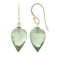 Green Amethyst Briolette Drop Earrings 19.0ctw in 9ct Gold