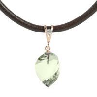 Green Amethyst and Diamond Pendant Necklace 13.0ct in 9ct Rose Gold