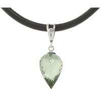 green amethyst and diamond leather pendant necklace 95ct in 9ct white  ...