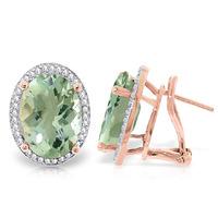 Green Amethyst and Diamond French Clip Earrings 10.2ctw in 9ct Rose Gold