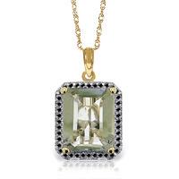 green amethyst and diamond halo pendant necklace 535ct in 9ct gold