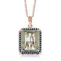 Green Amethyst and Diamond Halo Pendant Necklace 5.35ct in 9ct Rose Gold