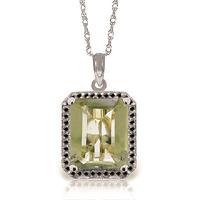 green amethyst and diamond halo pendant necklace 535ct in 9ct white go ...