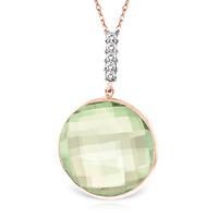 Green Amethyst and Diamond Pendant Necklace 18.0ct in 9ct Rose Gold