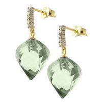 green amethyst and diamond stud earrings 260ctw in 9ct gold