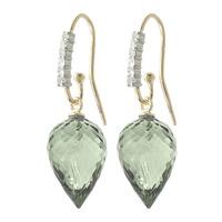 Green Amethyst and Diamond Drop Earrings 19.01ctw in 9ct Gold