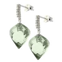 Green Amethyst and Diamond Stud Earrings 26.0ctw in 9ct White Gold