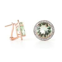 Green Amethyst and Diamond French Clip Halo Earrings 10.0ct in 9ct Rose Gold