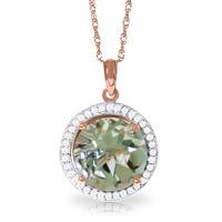 green amethyst and diamond halo pendant necklace 50ct in 9ct rose gold