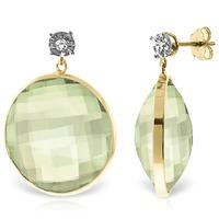 Green Amethyst and Diamond Stud Earrings 36.0ctw in 9ct Gold