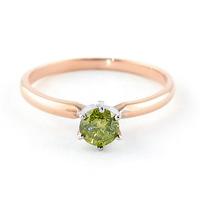 Green Diamond Crown Solitaire Ring in 9ct Rose Gold