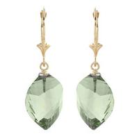 Green Amethyst Briolette Drop Earrings 26.0ctw in 9ct Gold