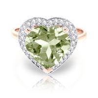 green amethyst and diamond halo ring 31ct in 9ct rose gold