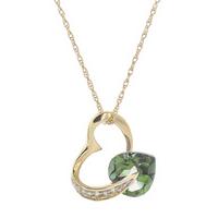 Green Amethyst and Diamond Pendant Necklace 3.25ct in 9ct Gold