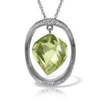 Green Amethyst and Diamond Pendant Necklace 15.25ct in 9ct White Gold