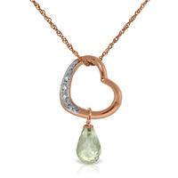 Green Amethyst and Diamond Pendant Necklace 2.25ct in 9ct Rose Gold